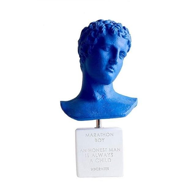 Klein Blue David's Head Ceramic Statue