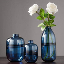 Load image into Gallery viewer, Modern Blue Wave Glass Vase
