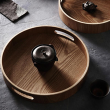 Load image into Gallery viewer, Sleek Round Wood Serving Trays
