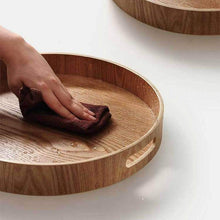 Load image into Gallery viewer, Sleek Round Wood Serving Trays
