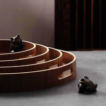 Load image into Gallery viewer, Sleek Round Wood Serving Trays

