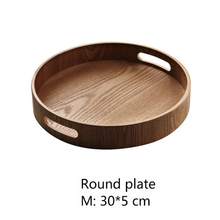 Load image into Gallery viewer, Sleek Round Wood Serving Trays
