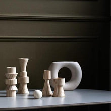 Load image into Gallery viewer, Totem Oak Wood Candle Holders
