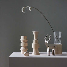 Load image into Gallery viewer, Totem Oak Wood Candle Holders
