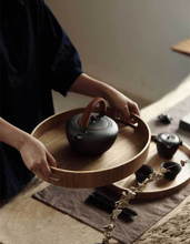 Load image into Gallery viewer, Sleek Round Wood Serving Trays

