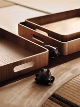 Load image into Gallery viewer, Sleek Round Wood Serving Trays
