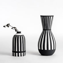 Load image into Gallery viewer, Scandi White &amp; Black Ceramic Vase

