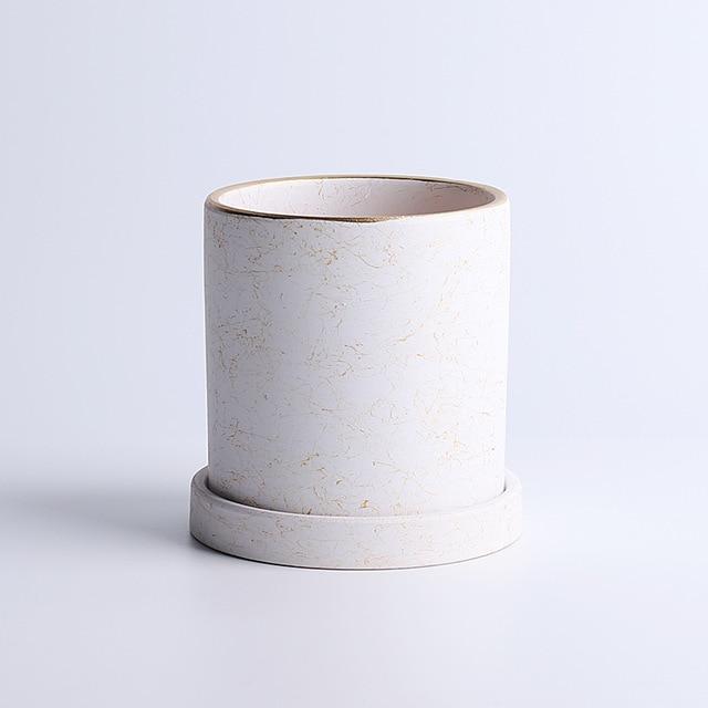 Marble Small Planter with Plate