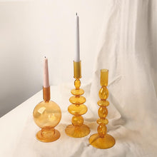 Load image into Gallery viewer, Orange Blown Glass Candle holders
