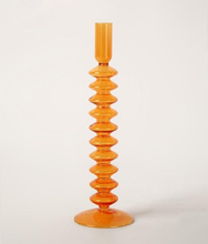 Load image into Gallery viewer, Orange Blown Glass Candle holders
