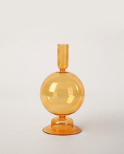 Load image into Gallery viewer, Orange Blown Glass Candle holders
