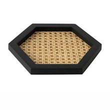 Load image into Gallery viewer, Rattan Cane and Wood Frame Decorative Tray

