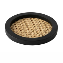 Load image into Gallery viewer, Rattan Cane and Wood Frame Decorative Tray
