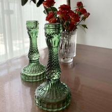 Load image into Gallery viewer, Embossed Vintage Glass Candle Holders
