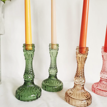 Load image into Gallery viewer, Embossed Vintage Glass Candle Holders
