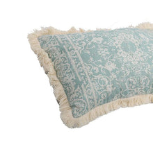 Load image into Gallery viewer, Vintage Blue Texture Pillow Cover with Tassles
