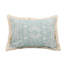 Load image into Gallery viewer, Vintage Blue Texture Pillow Cover with Tassles
