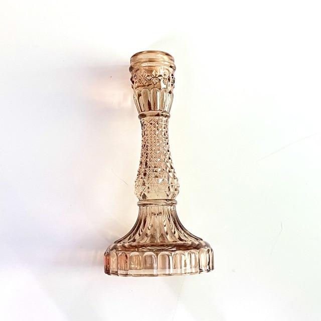 Embossed Vintage Glass Candle Holders