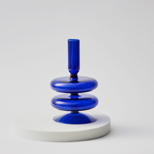 Load image into Gallery viewer, Cobalt Blown Glass Candle Holders

