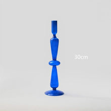 Load image into Gallery viewer, Cobalt Blown Glass Candle Holders
