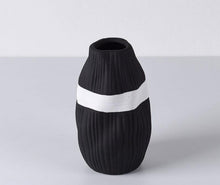 Load image into Gallery viewer, Contrast Ribbon Textured Ceramic Vase
