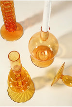 Load image into Gallery viewer, Orange Blown Glass Candle holders
