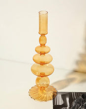 Load image into Gallery viewer, Orange Blown Glass Candle holders
