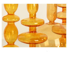 Load image into Gallery viewer, Orange Blown Glass Candle holders
