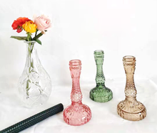 Load image into Gallery viewer, Embossed Vintage Glass Candle Holders
