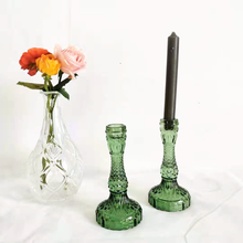 Load image into Gallery viewer, Embossed Vintage Glass Candle Holders
