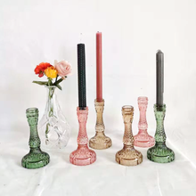 Load image into Gallery viewer, Embossed Vintage Glass Candle Holders
