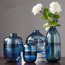 Load image into Gallery viewer, Modern Blue Wave Glass Vase
